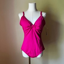 Jantzen Hot Pink One Piece Swimsuit NWT Women's 12 Classic Fit Full Coverage