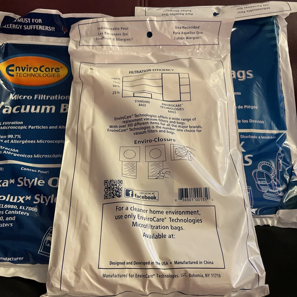 Electrolux Style S Eureka OX Harmony Canister Envirocare 12 Vacuum Bags # 135-9  - Image 4 of 4