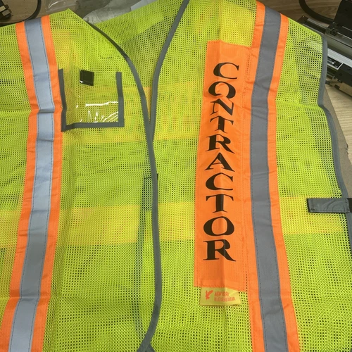 8 New Contractor High-Viz Neon Yellow Safety Vest. Model SRUS 8002 image 8