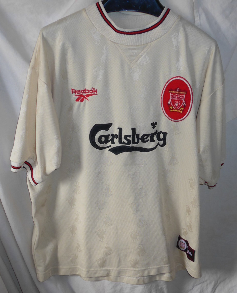Vintage Liverpool jersey 1996 1997 Away Reebok Soccer men’s 46/48 carlsberg