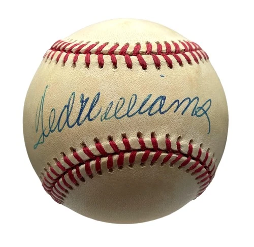 Ted Williams HOF Single Signed/Auto OAL/Brown Baseball Red Sox PSA/DNA 205884