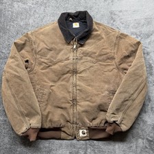 Vintage Carhartt Jacket Mens XL Chestnut Brown Full Zip Santa Fe Western J14 90s