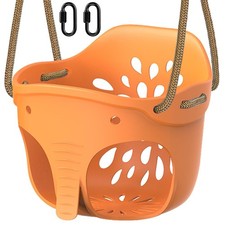 SELEWARE Heavy-Duty High Back Full Bucket Toddler Swing Seat with Locking Carabi