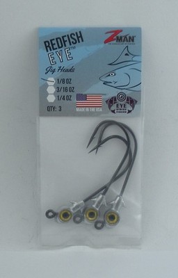 Zman REJH18-04PK3 Redfish Eye Jigheadz 1/8 oz 4/0 Hook Color Gold 3CT