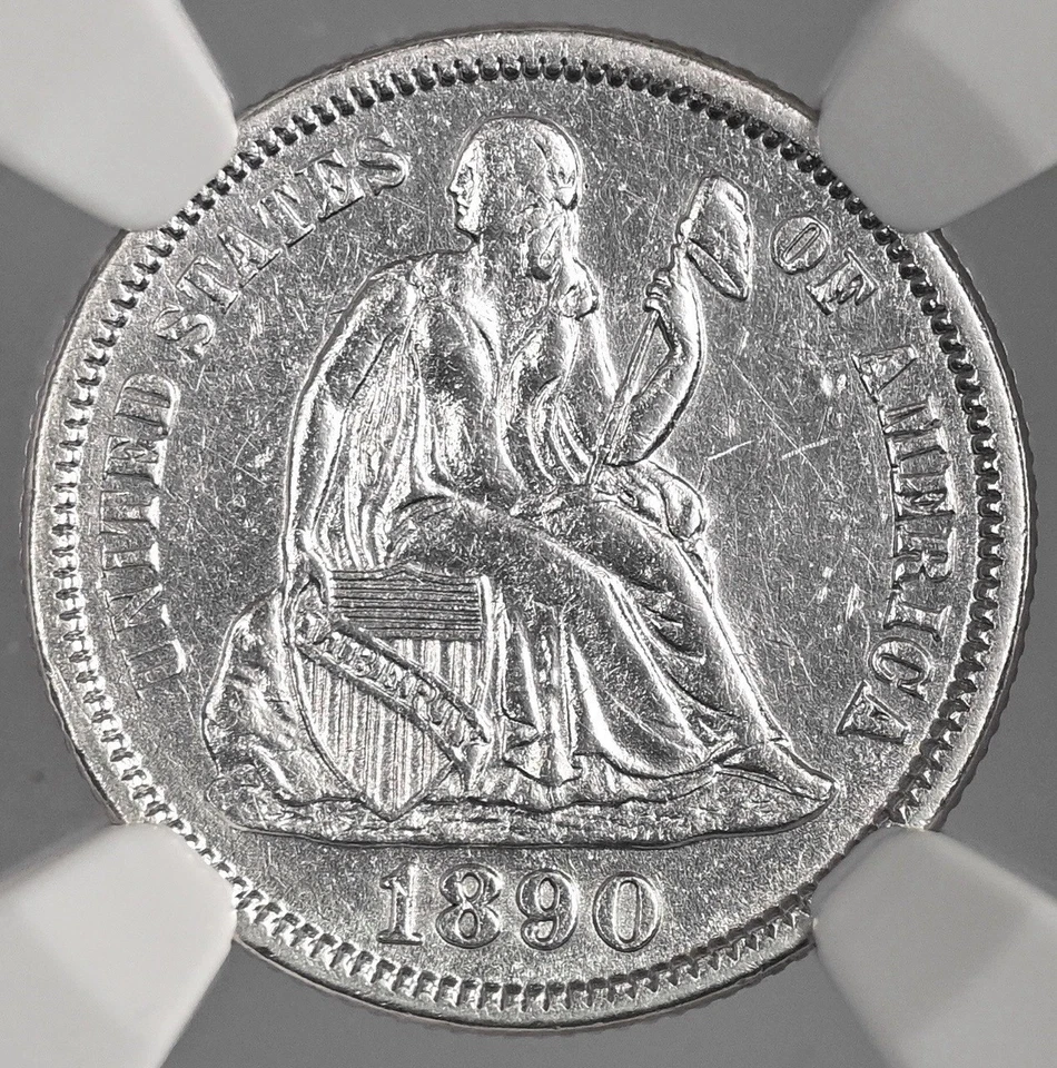 1890 10C SEATED LIBERTY SILVER DIME NGC AU DETAILS "CLEANED" #8404751-016 - Image 2 of 4