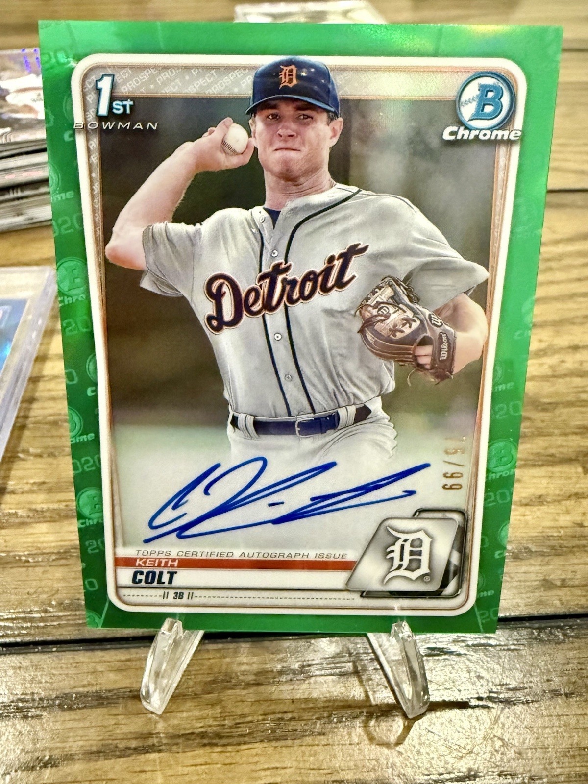 🔥2020 Bowman Chrome Colt Keith 1st Auto Green Refractor /99 Detroit Tiger CLEAN