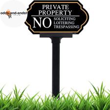 Private Property No Trespassing Sign with Stake, No Soliciting Sign for House 5X