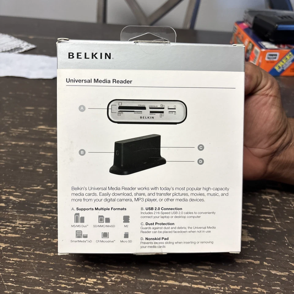 Belkin Universal Flashcard Media Reader USB 2.0 F4U003 Brand New Sealed - Image 3 of 4