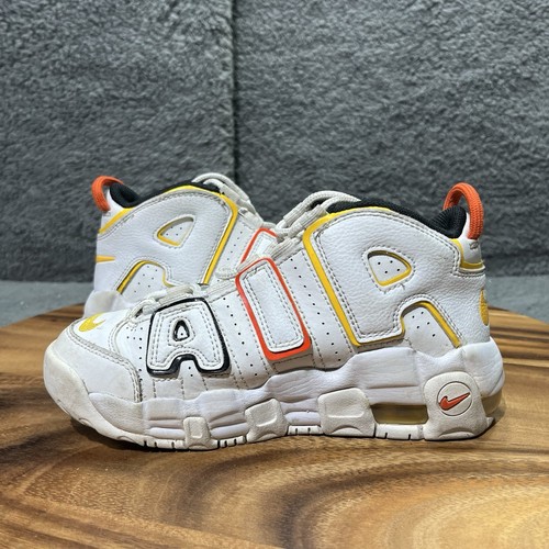 Nike Air More Uptempo Raygun White Orange Yellow DD9286-100 Kids Size 1.5Y Shoes - Picture 8 of 13