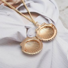 Gold Medaillon zum öffnen Foto Amulett Talisman Medallion Anhänger Kette Damen