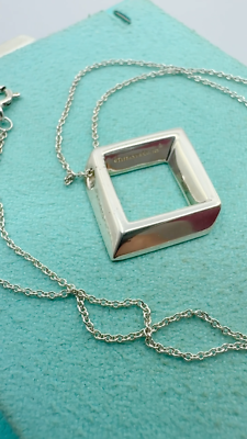 Tiffany & Co. 925 Silver Square Geometric Pendant 16