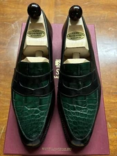 VASS Shoes Budapest Slipper Loafers 40.5 U Green Museum Calfskin & Alligator