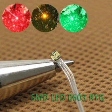 T0603RGY 20pcs Pre-soldered micro litz Wire Red Green Yellow SMD LED 0603 Light