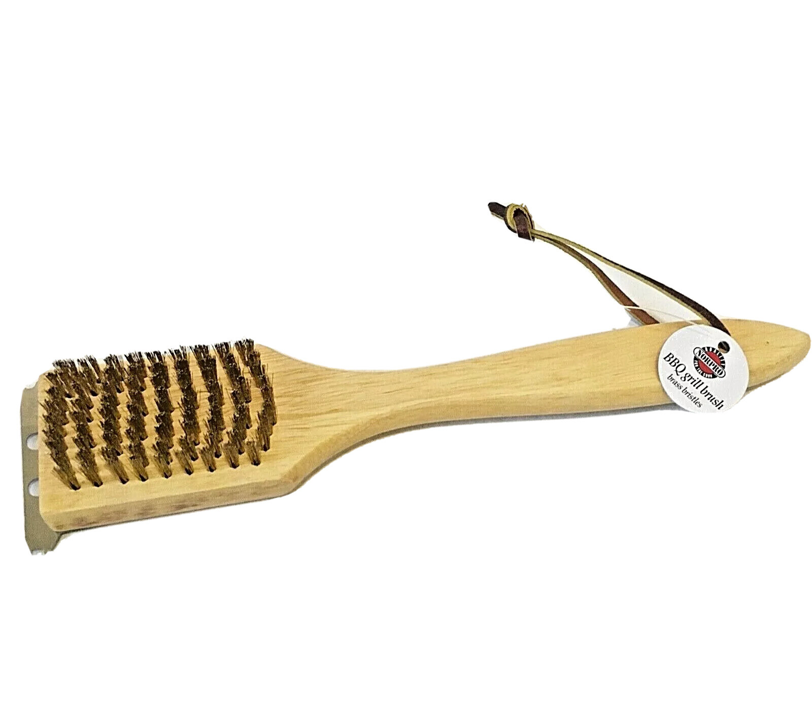 Norpro Deluxe 12 Inch Brass Bristle Summer BBQ Grill Brush with Metal