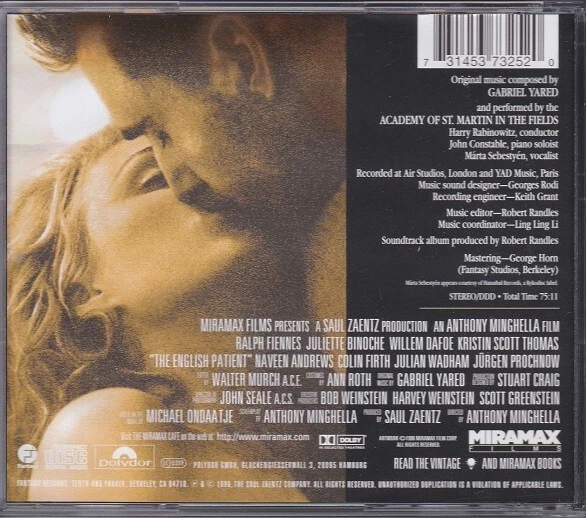 THE ENGLISH PATIENT / ORIGINAL SOUNDTRACK RECORDING / VARIOUS ARTISTS * NEW CD - Bild 2 von 2