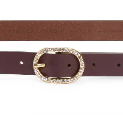 Rebecca Minkoff Pavé Crystal Buckle Genuine Leather burgundy  display picture 2