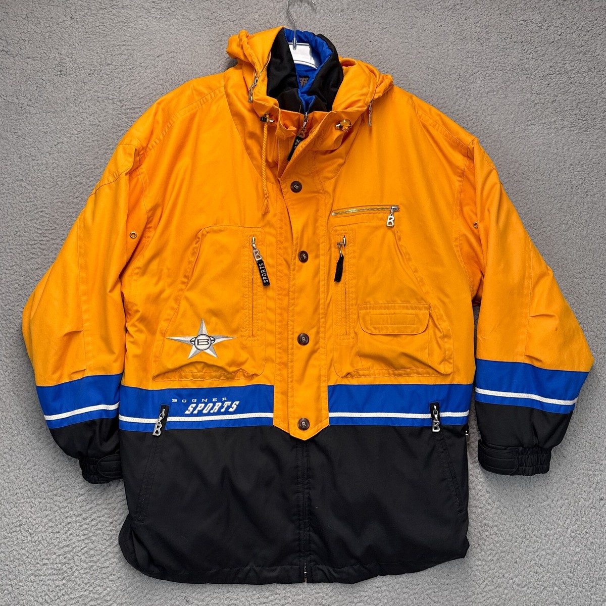 Bogner Ski Jacket Womens Sz 40 Yellow Black Full Zip Hooded