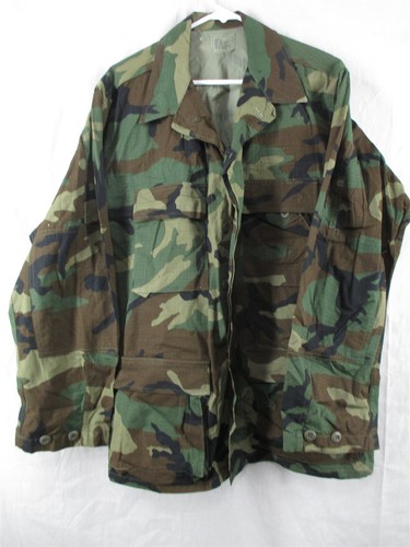 100% Cotton BDU Shirt/Coat Medium Long Hot Weather Ripstop Woodland Camo Army