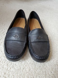 coach women's black leather loafers