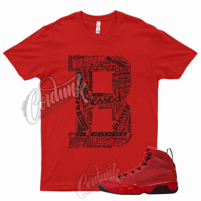 BLESSED Shirt for J1 9 Chile Red Bred University Flugame Reverse 5 13 1 Dunk