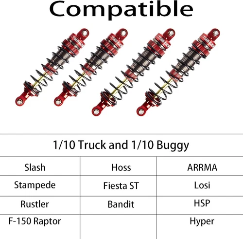Ammortizzatore olio radiocomandato 90mm/105mm 1/10 per ricambi aggiornamento Hoss Ford Vorteks - Foto 4 di 6