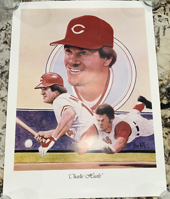 Pete Rose Cincinnati Reds, ''Charlie Hustle'', 18x24 Lithograph