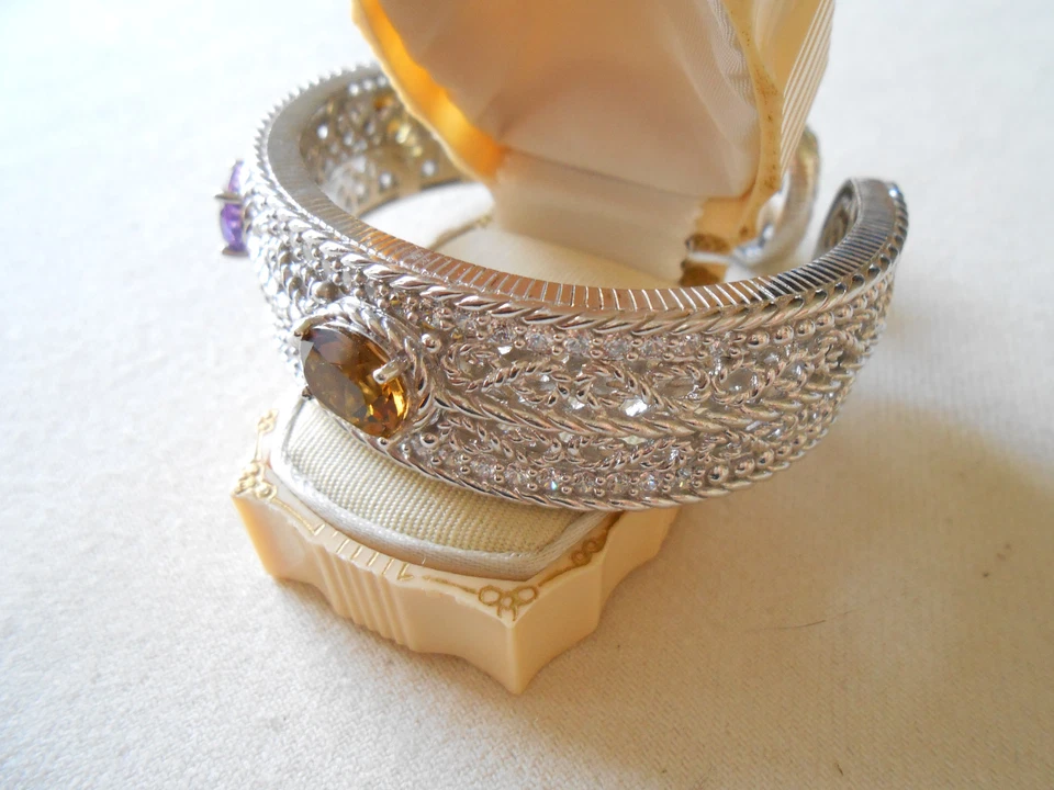 Brazalete de plata de ley Judith Ripka amatista citrino diamonique 800112 Foto 3 de 4