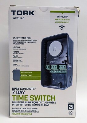 NSI Tork WFTU40 Universal Multi-Voltage Wi-Fi Time Switch, 40 Amp, 120V to 277V