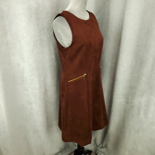 Ann Taylor Dress Womens Size 8 Brown Faux Leahter Moleskin Zip Pockets Short