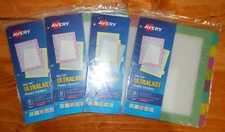 AVERY Big Tab ULTRALAST Fun Designs PLASTIC DIVIDERS Lot of 4 Packages* NEW