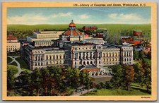 Vintage Postcard Library Of Congress Washington DC Postmarked Patriotic