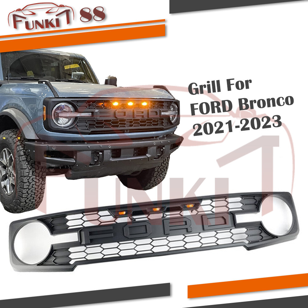 Raptor Style Grille For FORD Bronco 2021 2022 2023 Sport Grill W/Letters & LEDs