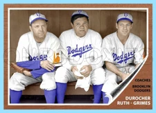 Babe Ruth Custom Made Art Card Grimes Durocher Dodgers 62-T-RGD-1