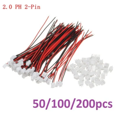 50X Mini Micro JST 2,0mm PH 2 Pin Connettore Maschio e Femmina Spina con Fili Cavi
