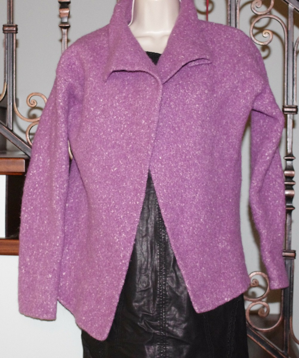 Eileen Fisher Purple Boil Alpaca  Silk Wool Jacket Coat Size: S View 2