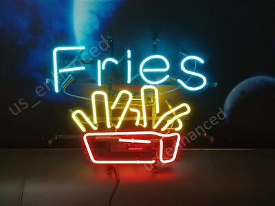 Fries Shop Neon Sign 14'' Handmade Real Glass Light Wall Decoration French Fries