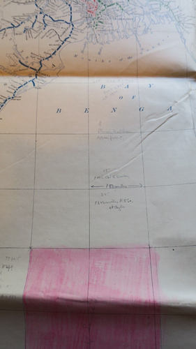 ORIGINAL 1944 Official WWII RAILROAD Map of India,41" X 31",CANVAS BACKED, VG+ - Picture 8 of 9