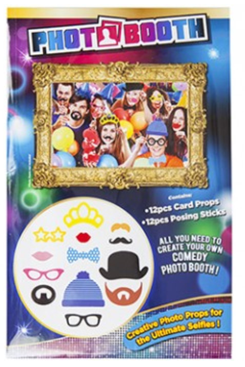Photo Booth Props Selfies 24 pcs Card & Stick Fancy Dress Party Fun Accessories