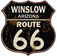 WINSLOW, ARIZONA Route 66 Shield Metal Sign Man Cave Garage 211110014008