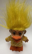Russ Duck Costume Troll Vtg Yellow Hair Brown Eyes 4 tall