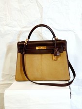 Authentic 32cm Hermes Kelly Troika (vintage) On Tan Pony Skin And Gold Hardware.