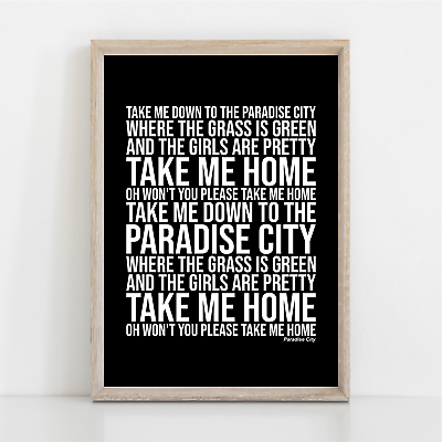 Guns N' Roses PARADISE CITY Song Lyrics Poster Print Wall Art