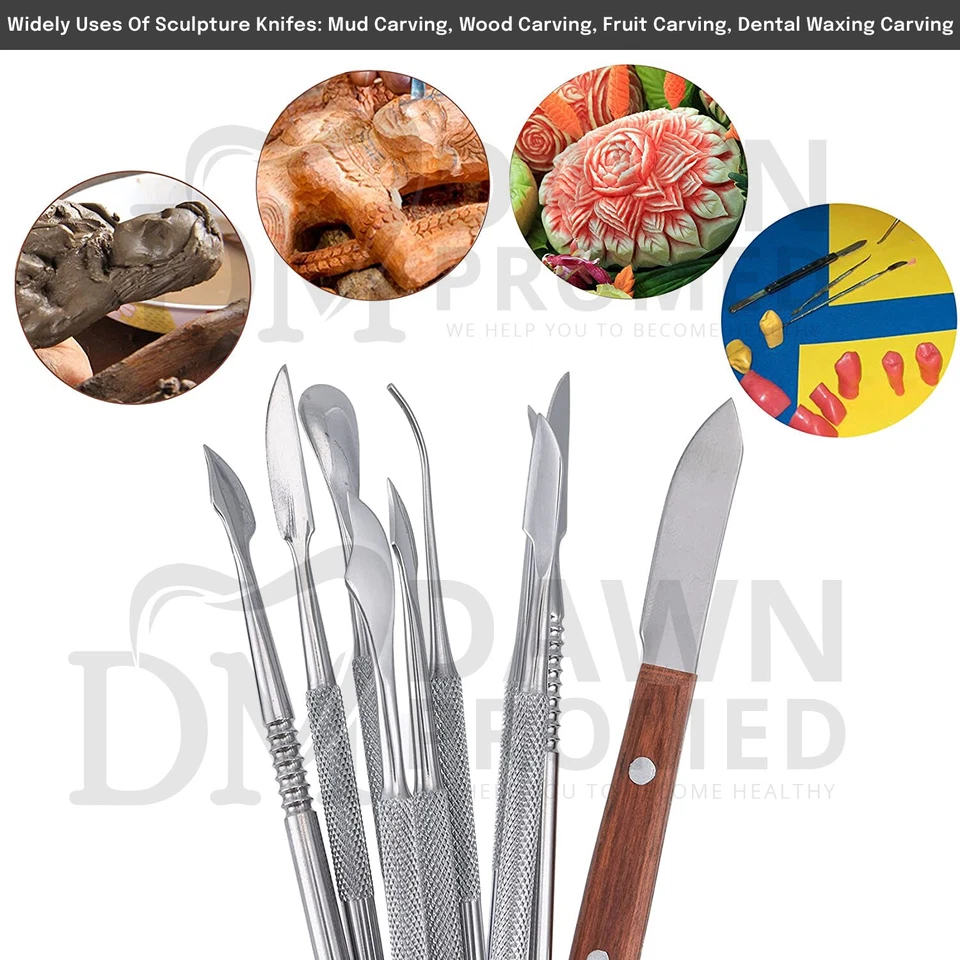 Kit de modelado de espátula de tallado de 10 piezas y juego de herramientas de escultura de cerámica de arcilla metálica Foto 4 de 4