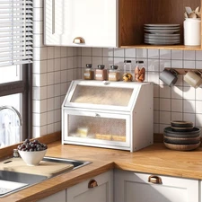 Bread Box for Kitchen Countertop Bin Double Layer Bread Box Storage Container 