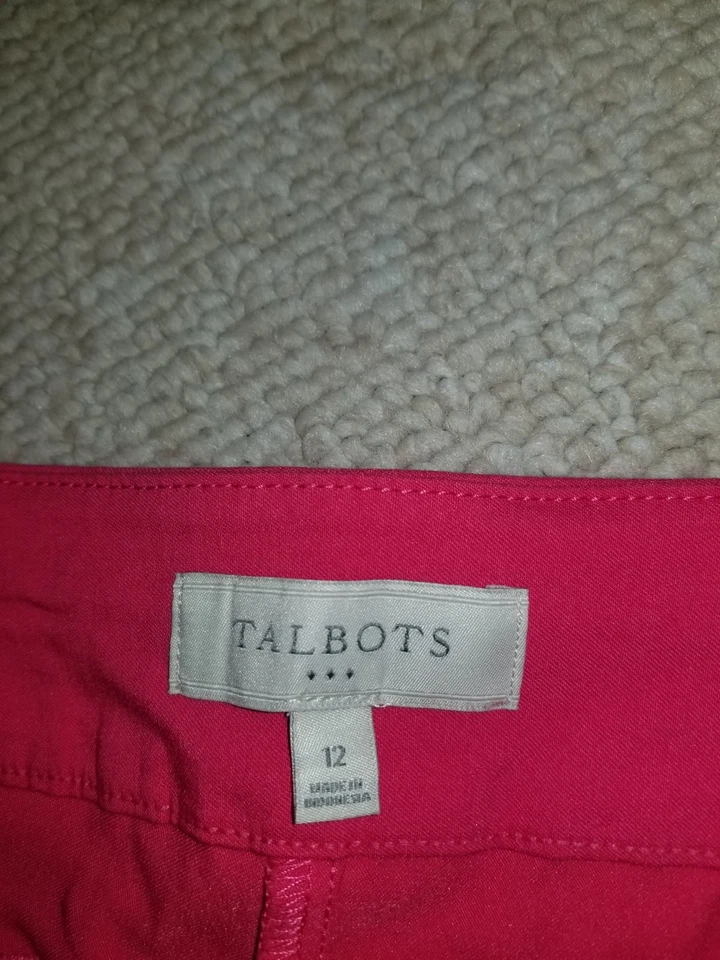 Pantalones Cortos Mujer-TALBOTS-Rayón Rosa Elástico Cintura Tirar de tiro alto-12 Foto 4 de 4