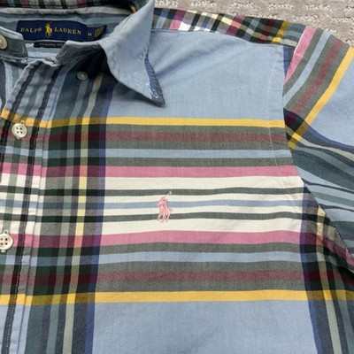 Polo Ralph Lauren Shirt Indian Madras Plaid Mens Sz M Long Sleeve