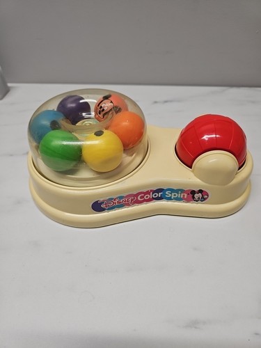 Disney COLOR SPIN Mickey Mouse Spielzeug von Mattel - 1986, sechs farbige Kugeln, FUNKTIONIERT!!!