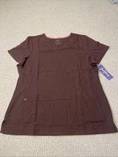 Heart Soul Break On Through Womens XL Stretch V-Neck Scrub Top Espresso