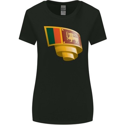 Curved Sri Lanka Flag Damen Football T-Shirt Womens Wider Cut