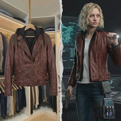 Grace Ashcroft RE Requiem Cosplay, Resident Evil 9 Grace Maroon Leather Jacket